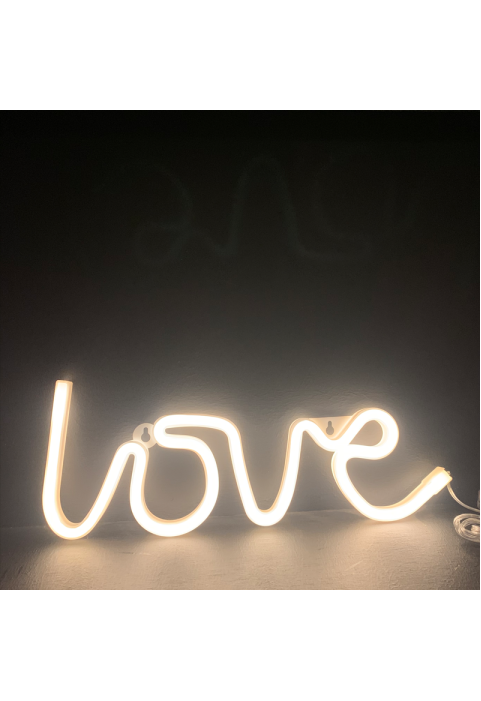 LOVE, 118 НЕОНОВИ LED СВЕТЛИНИ С БАТЕРИЯ (3xAA)/USB, WW, IP20, 35.5x2x13cm