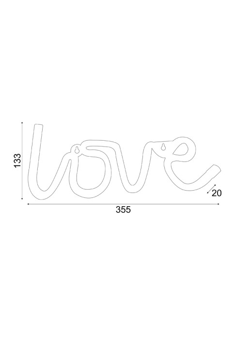 LOVE, 118 НЕОНОВИ LED СВЕТЛИНИ С БАТЕРИЯ (3xAA)/USB, WW, IP20, 35.5x2x13cm