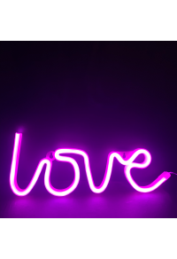 LOVE, 118 НЕОНОВИ LED СВЕТЛИНИ С БАТЕРИЯ (3xAA)/USB, РОЗОВ, IP20, 35.5x2x13cm
