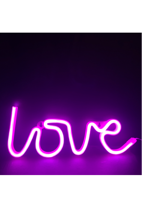 LOVE, 118 НЕОНОВИ LED СВЕТЛИНИ С БАТЕРИЯ (3xAA)/USB, РОЗОВ, IP20, 35.5x2x13cm
