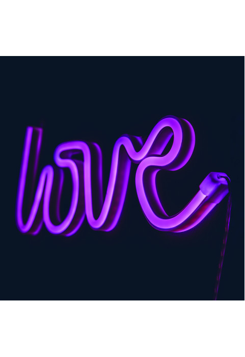 LOVE, 118 НЕОНОВИ LED СВЕТЛИНИ С БАТЕРИЯ (3xAA)/USB, РОЗОВ, IP20, 35.5x2x13cm