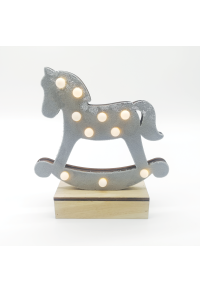 "ДЪРВЕН СИВ КОН", 10 МИНИ ЛЕД СВЕТЛИНИ ТЕСТО. (2xAA), WW, IP20, 17X4.5X16CM
