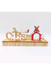 "ДЪРВЕНА МАСА КОЛЕДА", 6 LED СВЕТЛИНИ BATT. (2xAA), WW, IP20, 30X6X13CM