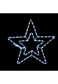ДВОЙНИ ЗВЕЗДИ  72 LED МОТИВ 3 м 2-ЖИЧНИ ВЪЖЕ СВЕТЛИНА,СТУДЕНА БЯЛА , ФЛАШ КОНТРОЛЕР  IP44, 55 см