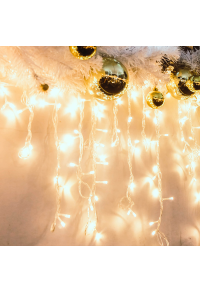 144 LED ICICLE СВЕТЛИНА, WW, АДАПТИРАНЕ. (31VDC), СВЕТКАВИЦА, IP44, 300x60cm, ТРАНС / NT КАБЕЛ