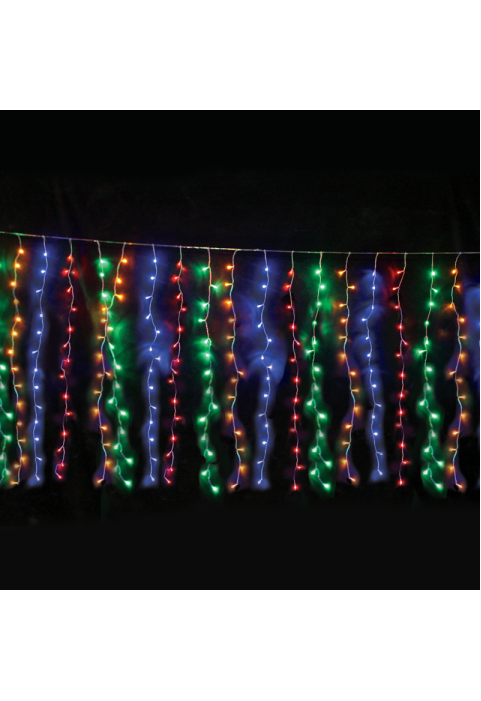 360 LED ЗАВЕСА СВЕТЛИНИ 20 УЖИЛВАНИЯ х 18 светодиода, MULITCOLOR, ADAP. 31VDC & CONNEC. MAX 2 КОМПЛЕКТ, IP44 200x200cm TRAN / NT КАБЕЛ 