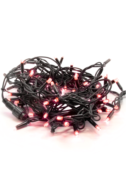 ГУМЕН ПРОВОДНИК 100 LED STRING LIGHTS (НА 10cm), ЧЕРВЕН, СВЪРЗВАЩ СЕ (MAX 10 КОМПЛЕКТА), IP44, 10m