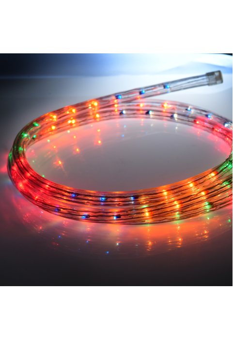 МНОГОЦВЕТНА 3-ЖИЧНА LED ВЪЖЕНА СВЕТЛИНА, МАКАРА 50m 36L / m CUT PER 2m IP44 + 3 SET АКСЕСОАРИ 
