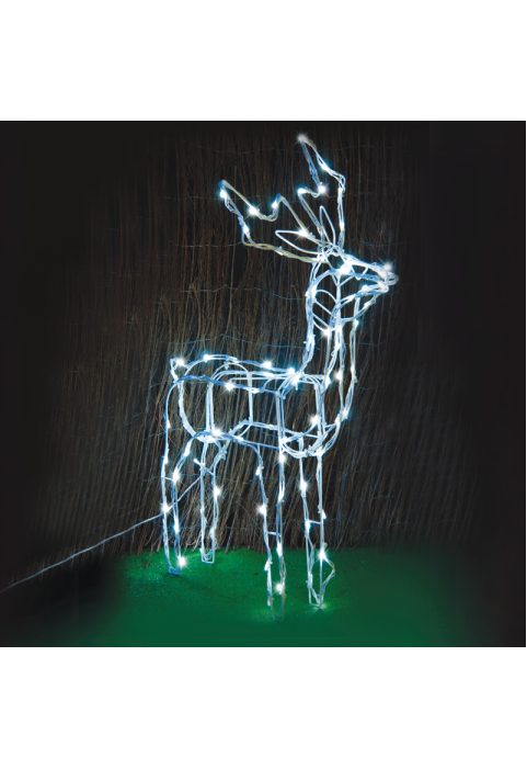 "СТОЯЩ ЕЛЕН" 100 LED МОТИВ НИЗ СВЕТЛИНИ CW, ADAP. 31VDC & 8 ФУНКЦИИ, IP44, 66x31x80cm, 5m БЯЛ КАБЕЛ