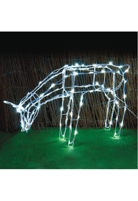 "ХРАНЕНЕ НА ЕЛЕНИ" 100 LED МОТИВ НИЗ СВЕТЛИНИ CW, ADAP. 31VDC & 8 ФУНКЦИИ, IP44, 70x14x41cm, 5m БЯЛ КАБЕЛ