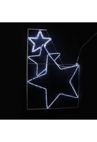 "ТРИ ЗВЕЗДИ", 288 LED УЛИЦА ПОЛЮС МОТИВ 8m 2-ТЕЛ LED ВЪЖЕ СВЕТЛИНА, CW СТАБИЛЕН, IP44, 100x150CM, 1.5m ОЛОВО КАБЕЛ