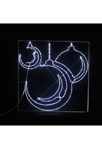 "ТРИ КОЛЕДНИ ТОПКА", 414 LED УЛИЦА ПОЛЮС МОТИВ 11.5m 2-ТЕЛЕНО ВЪЖЕ СВЕТЛИНА, CW STEADY, IP44, 120x120CM, 1.5m ОЛОВО КАБЕЛ