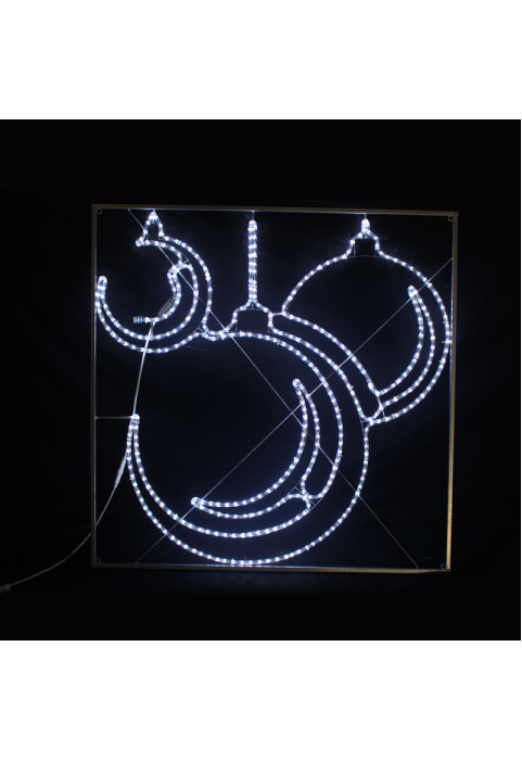 "ТРИ КОЛЕДНИ ТОПКА", 414 LED УЛИЦА ПОЛЮС МОТИВ 11.5m 2-ТЕЛЕНО ВЪЖЕ СВЕТЛИНА, CW STEADY, IP44, 120x120CM, 1.5m ОЛОВО КАБЕЛ