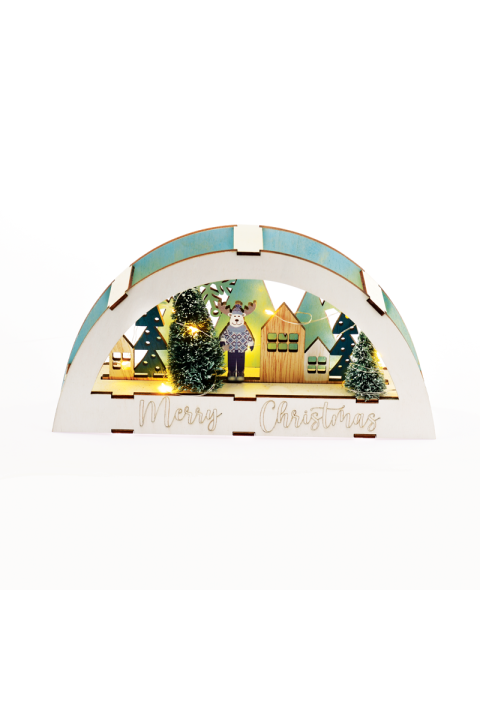 "ДЪРВЕНИ ДЕКО КОЛЕДА" 10 LED WW ПРИЛЕП (2xAAA) IP20 26x5.5x13.5cm