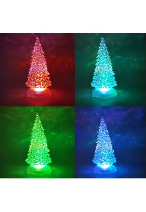"КРИСТАЛНО ПЛАСТМАСОВО ДЪРВО" 1 RGB LED ПРИЛЕП (3xAAA) ФУНКЦИЯ ПРОМЯНА НА ЦВЕТА IP20 Φ10x25cm