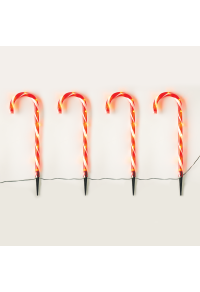 "4 CANDY STAKES" 40 WW LED СВЕТЛИНИ 8 ФУНКЦИИ АДАПТИРАТ (4.5V) IP44 L1.5m * Φ2.5cm * H60cm 0.5m ЗЕЛЕН ВОДЕЩ КАБЕ