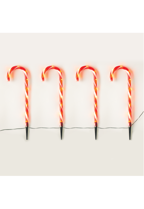 "4 CANDY STAKES" 40 WW LED СВЕТЛИНИ 8 ФУНКЦИИ АДАПТИРАТ (4.5V) IP44 L1.5m * Φ2.5cm * H60cm 0.5m ЗЕЛЕН ВОДЕЩ КАБЕ