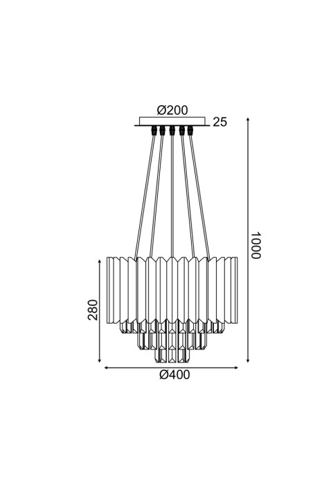 ПОЛИЛЕЙ ACA LIGHTING / LAMP 5XE14 CRYSTAL + GOLD METAL D40XH100CM EMPIRE