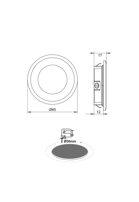 RECESSED WHITE ROUND LED SPOT 2W 3000K 155Lm 230V AC 100° Ra80