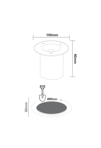 ^LED ROUND COB INGROUND SPOT LUMINAIRE 7W 450LM 3000K 45° 230V AC IP67 Ra80 30000hrs