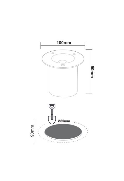 ^LED ROUND COB INGROUND SPOT LUMINAIRE 7W 450LM 3000K 45° 230V AC IP67 Ra80 30000hrs