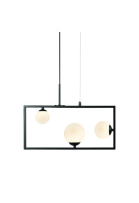 ПЕНДЕЛ ACA LIGHTING / PENDANT LAMP 3xG9 QUADRO BLACK METAL + WHITE GLASS 54Χ12Χ120CM