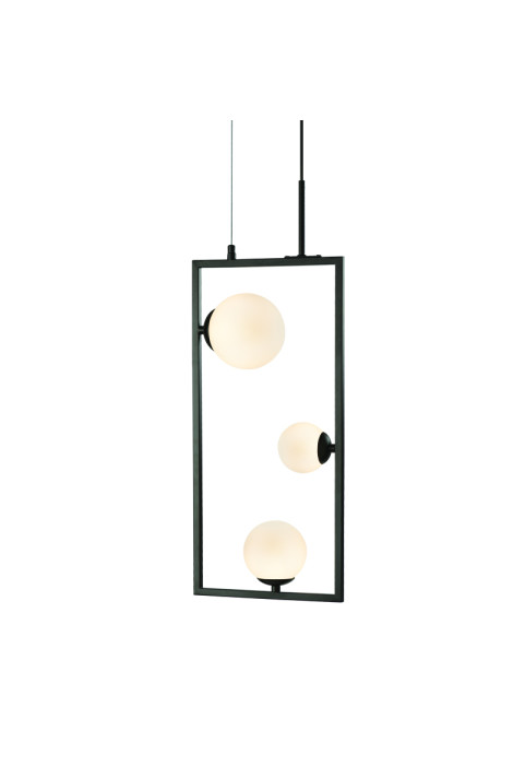ПЕНДЕЛ ACA LIGHTING / PENDANT LAMP 3xG9 QUADRO BLACK WITH +WHITE GLASS 25Χ12Χ120CM