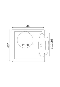 АПЛИК 1xG9 QUADRO ЧЕРЕН МЕТАЛ +БЯЛО СТЪКЛО 22Χ15Χ20CM