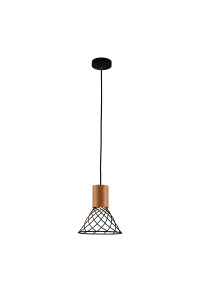 ПЕНДЕЛ TORNADE / HANGING LIGHT 1xGU10 TORNADE BLACK WITH METALS +WOOD Φ20Χ120CM