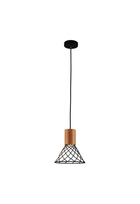 ПЕНДЕЛ TORNADE / HANGING LIGHT 1xGU10 TORNADE BLACK WITH METALS +WOOD Φ20Χ120CM