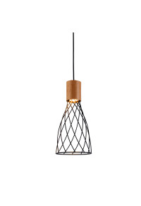 ПЕНДЕЛ ACA LIGHTING / HANGING LIGHT 1xGU10 TORNADE BLACK WITH METALS +WOOD Φ18Χ120CM