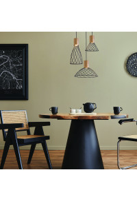 ПЕНДЕЛ ACA LIGHTING / HANGING LIGHT 1xGU10 TORNADE BLACK WITH METALS +WOOD Φ18Χ120CM