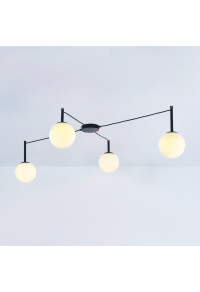 ПОЛИЛЕЙ ACA LIGHTING / 4xE14 TIRAMOLLA BLACK METAL + WHITE GLASS 150X75X32CM