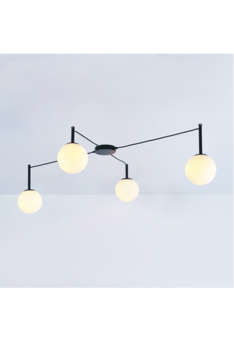 ПОЛИЛЕЙ ACA LIGHTING / 4xE14 TIRAMOLLA BLACK METAL + WHITE GLASS 150X75X32CM