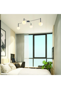 ПОЛИЛЕЙ ACA LIGHTING / 4xE14 TIRAMOLLA BLACK METAL + WHITE GLASS 150X75X32CM