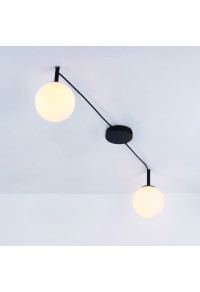 ПОЛИЛЕЙ ACA LIGHTING / 2xE14 TIRAMOLLA BLACK METAL + WHITE GLASS 72X42X32CM