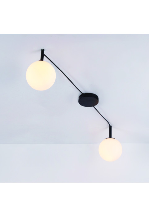 ПОЛИЛЕЙ ACA LIGHTING / 2xE14 TIRAMOLLA BLACK METAL + WHITE GLASS 72X42X32CM