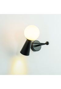 АПЛИК ACA LIGHTING / WALL MOUNTED LIGHT 1xG9+1xGU10 KIMOLOS BLACK METAL + WHITE GLASS 22Χ20Χ17CM