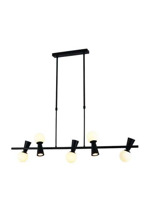 ПОЛИЛЕЙ ACA LIGHTING /  5xG9+5xGU10 KIMOLOS BLACK METAL + WHITE GLASS 120Χ26Χ120CM