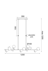 ПОЛИЛЕЙ ACA LIGHTING / 5xG9+5xGU10 KIMOLOS GOLD METAL + WHITE GLASS 120Χ26Χ120CM