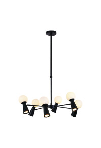 ПОЛИЛЕЙ ACA LIGHTING / 6xG9+6xGU10 KIMOLOS BLACK METAL + WHITE GLASS Φ72Χ120CM