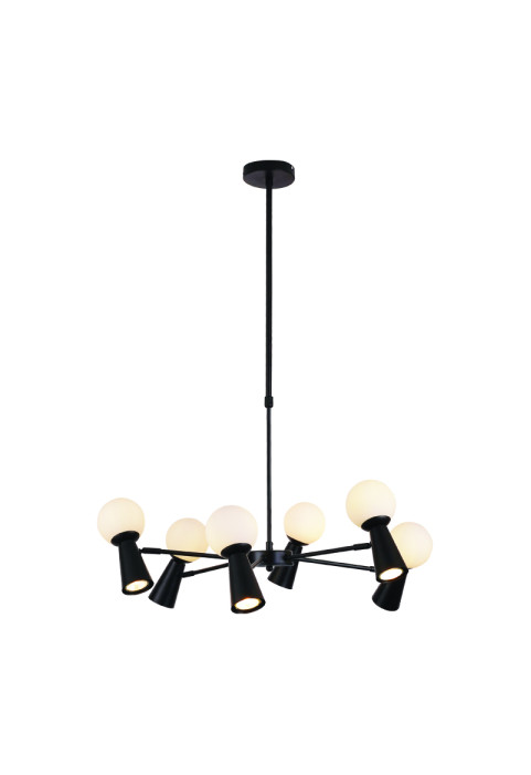 ПОЛИЛЕЙ ACA LIGHTING / 6xG9+6xGU10 KIMOLOS BLACK METAL + WHITE GLASS Φ72Χ120CM