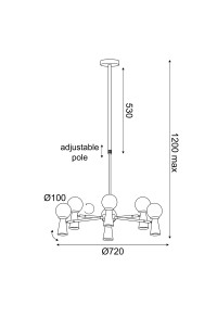 ПОЛИЛЕЙ ACA LIGHTING / 6xG9+6xGU10 KIMOLOS BLACK METAL + WHITE GLASS Φ72Χ120CM