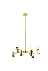 ПОЛИЛЕЙ ACA LIGHTING / 6xG9+6xGU10 KIMOLOS GOLD METAL + WHITE GLASS Φ72Χ120CM