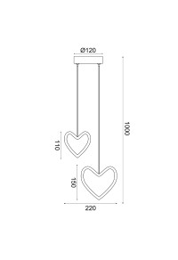 ПЕНДЕЛ LED 14W 3000K 900LM INNAMORATO РОЗОВ МЕТАЛ 24X14X100CM 