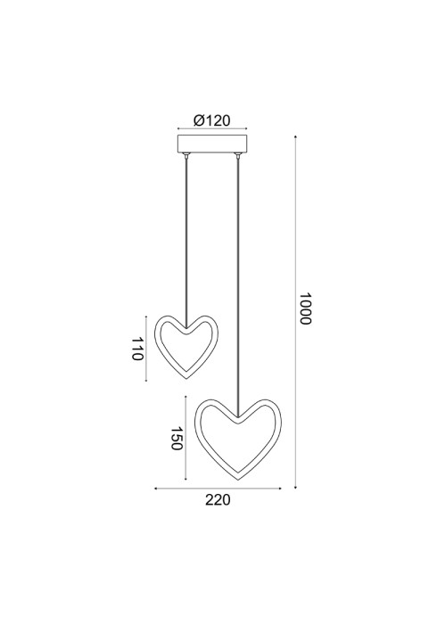 ПЕНДЕЛ LED 14W 3000K 900LM INNAMORATO РОЗОВ МЕТАЛ 24X14X100CM 