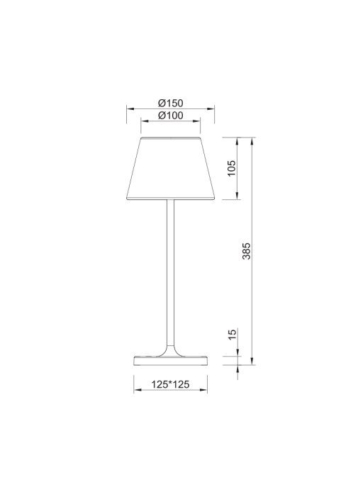 ^LED SMD TABLE BATTERY LUMINAIRE 2W 170LM  3.000K DARK GREY 360°  CRI80 IP54