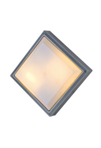 CEILING SQUARE GREY/OPAL PC E27 2X18W IP54