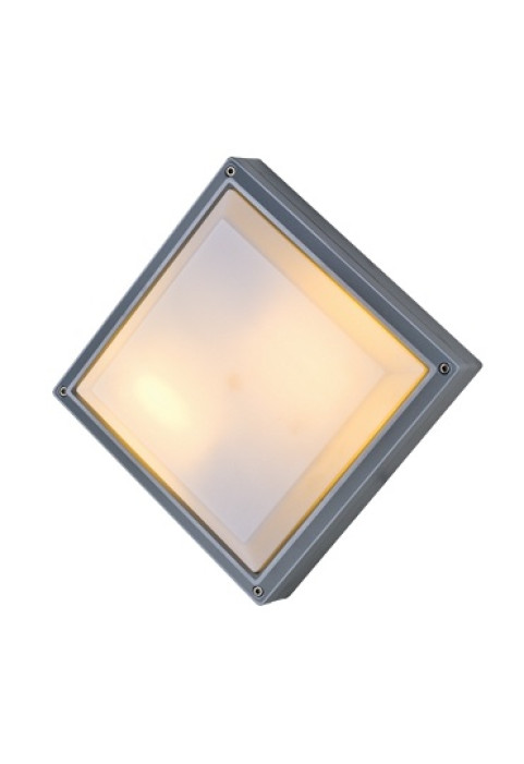 CEILING SQUARE GREY/OPAL PC E27 2X18W IP54