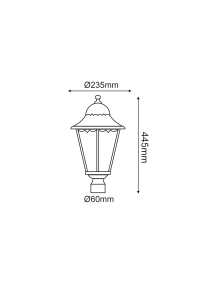 GARDEN LIGHT BLACK MAT RAL9005M 23.5Χ44,5cm Φ60